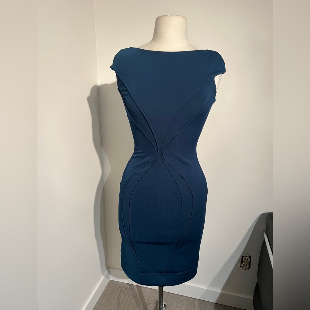 ZAC POSEN - Size 2 - Teal Cap Sleeve Sheath Dress